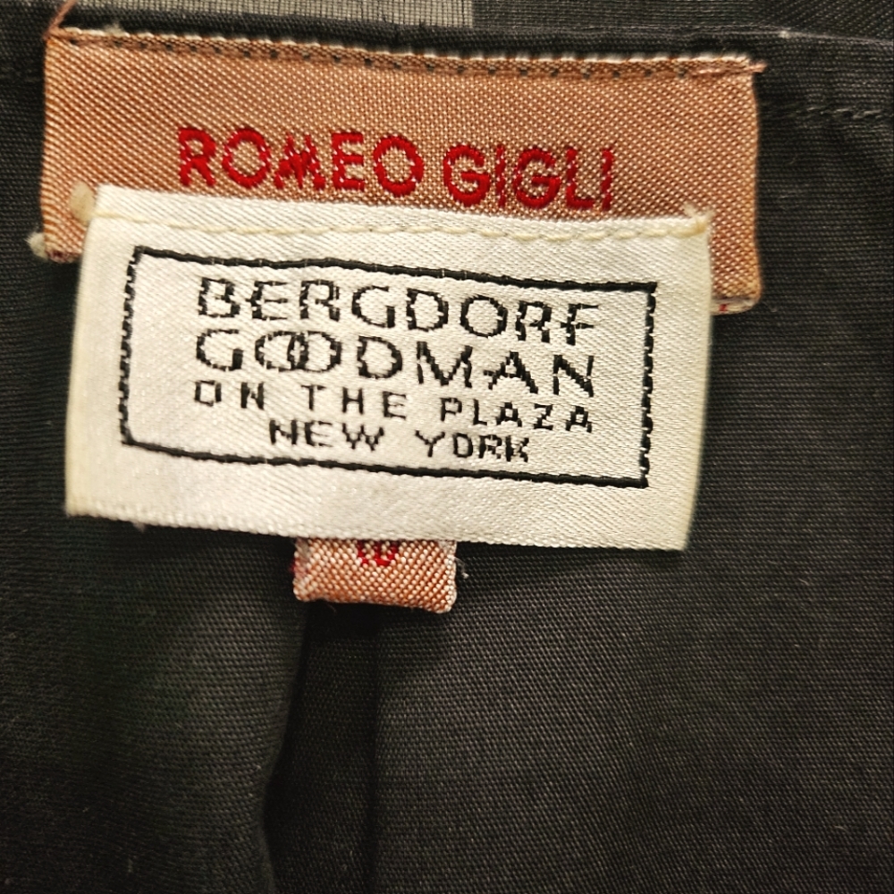 Romeo Gigli, Black Cotton Button Shirt, Shear, Collar, Sleeves, Size 44